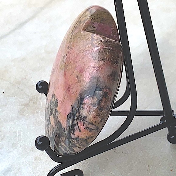 HEART PINK RHODONITE BLACK MANGANESE 3 INCH CARVED NATURAL GEMSTONE NEW CRYSTAL - Picture 7 of 7